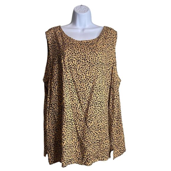 Maggie Barnes Golden Brown Black‎ Leopard Liquid Knit Sleeveless Top Size 22W - Picture 1 of 10